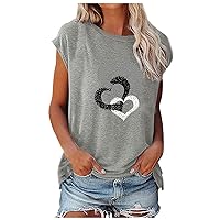 Graphic T Shirts for Women Heart Print Turtleneck Tee Shirt Date Oversize Flannel Shirts for Women