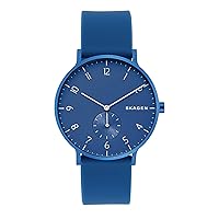 Skagen AAREN KULOR Wristwatch, 1.6 inches (41 mm), Water Resistant to 3 ATM, Silicone Band, blue, Quartz Wristwatch, Gift, Minimalistic Design