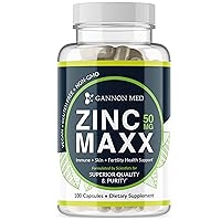 GANNON MED Zinc Supplements 50mg 100 Capsules Zinc Gluconate High Potency & Absorbance Gentle On Stomach Zinc - 50mg Balance Immune Support Mineral for Men & Women - Antioxidant Vegan Non-GMO - 1 Pack