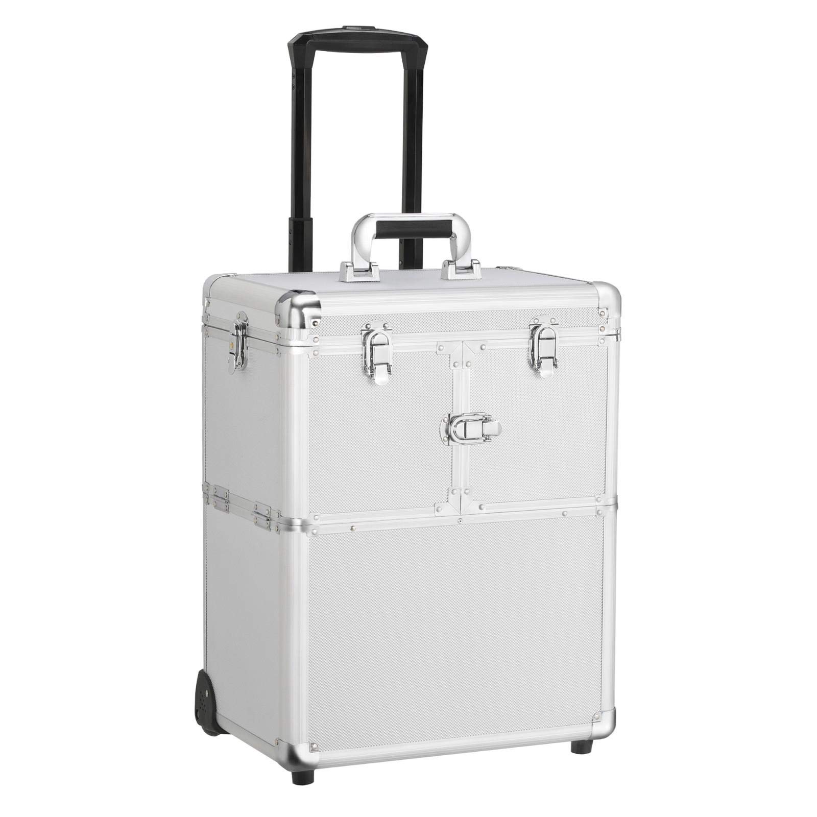 Yaheetech Professional Rolling Makeup Case - Cosmetic Train Case Loakable Beauty Trolley Large Train Case Cosmetic Organizer Wheels Handle Mirror S...