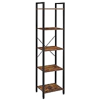 VASAGLE Bookshelf, Bookcase, 5-Tier Storage Shlef Rack with Steel Frame, for Living Room, Office, Study, Hallway, Industrial Style, Rustic Brown and Black ULLS100B01