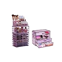 Sorbus Beauty 12 Drawer Makeup Tower and 4 Drawer Makeup Organizer Set - Includes Two Beauty Organizers - Makes a Great Gift