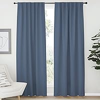 NICETOWN Window Treatment Blackout Curtains - (Stone Blue Color) 52 x 72 inch, 2 Panels, Thermal Insulated Blackout Drapery Panels for Kids Bedroom