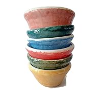 Ceramic Set of 6 Bowls Colorful Pottery Tableware