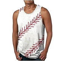 Tank Tops for Men Baseball Graphic Print Tee Shirt Casual Athletic Gym Sleeveless Shirts Quick Dry Muscle Beach Tees