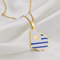 Uruguay Map Flag Pendant Necklaces - Men Women Charm Ethnic Hip Hop Country Necklace Jewelry Clavicle Chain Sweater