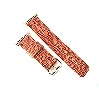 Horween Basketball leather band compatible with Apple Watch, Basketball Strap, Sports Watch Band, Horween Leather Basketball strap for 42 44 45mm Watch in Silver/Stainless Steel color