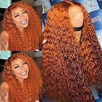 13x6 Ginger Orange HD Transparent Lace Front Wigs Human Hair Deep Wave Colored Human Hair Wigs for Black Women Curly Wigs Pre Plucked with Baby Hair 180 Density (30 Inch)