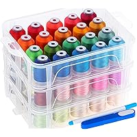 60 Brother Colors 500m Each Embroidery Machine Thread with Clear Plastic Storage Box for Embroidery Sewing Machine