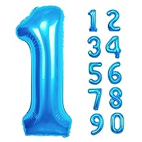40 inch Light Blue Number 1 Balloon, Giant Large 1 Foil Balloon for Birthdays, Anniversaries, Graduations, 1st Birthday Decorations for Kids