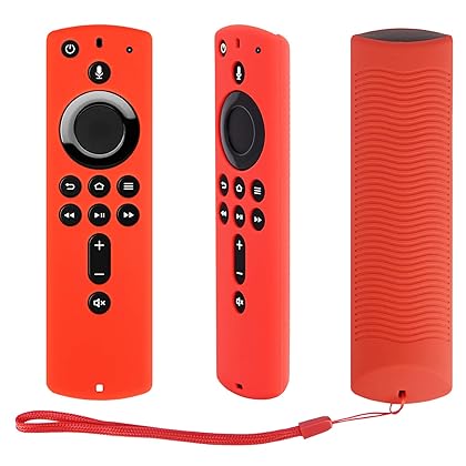 [2 Pack] Silicone Cover Case for Fire TV Stick 4K / Fire TV (3rd Gen) Compatible with All-New 2nd Gen Alexa Voice Remote Control (Red and Blue)