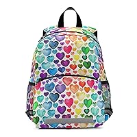 ALAZA Rainbow Heart Colorful Art Kids Toddler Backpack Purse for Girls Boys Kindergarten Preschool School Bag w/Chest Clip Leash Reflective Strip