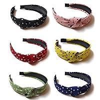 Hair Accessories Korean Style Solid Fabric Knot with Tape Plastic Hairband Headband for Girls and Women. Pack of 6 piece. Color-Multicolor-4_12