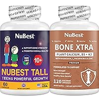 [Bone Xtra 120 Vegan Capsules Tall 10+ 60 Capsules] Bundle for Height Growth and Bone Health for Aged 10+ & Teens Who Drink Milk Daily, Height Growth Pills with Calcium, Vitamins & Minerals