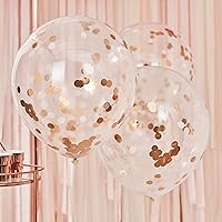 Ginger Ray Giant Rose Gold and Blush Large Confetti Party Balloons 3 Pack, Mix it Up