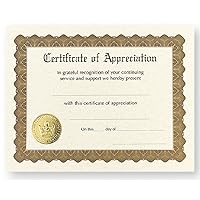 Certificate of Appreciation - Pack of 12