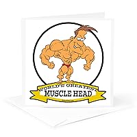 Funny Worlds Greatest Muscle Head Men Cartoon - Greeting Card, 6 x 6 inches, single (gc_103374_5)