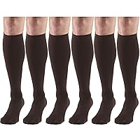 Compression Socks, 30-40 mmHg, Men's Dress Socks, Knee High Over Calf Length Brown X-Large (6 Pairs)