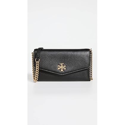 Tory Burch Women's Kira Pebbled Chain Wallet, Black, One Size