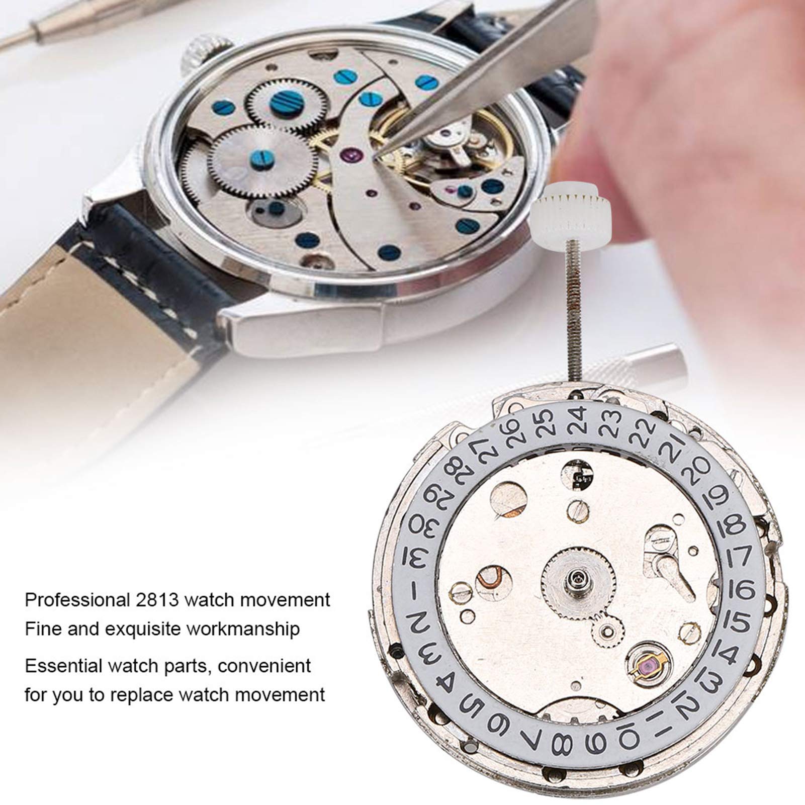 Automatic Movement, Essential 2813 Watch Movement, Exquisite Workmanship Durability Metal Material for Professional Watch Repairman Service