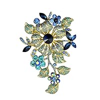 TTjewelry Elegant Austrian Crystal Flower Brooch Pin Romantic Wedding Bride Bridesmaid Rhinestone