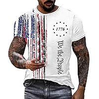 Men's Muscle T-Shirt American Flag Graphic Patriotic Tshirts 4Th of July Shirts Pleated Raglan Sleeve Bodybuilding Tee