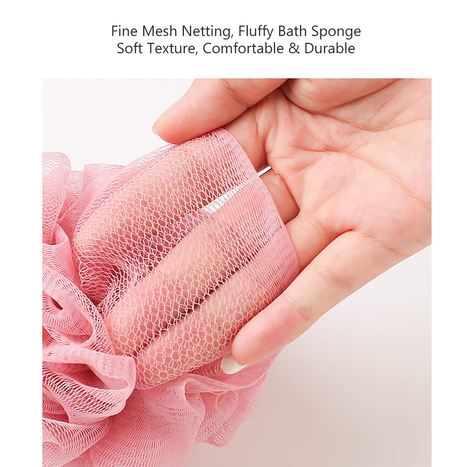 LISSOMPLUME Mesh Pouf Bath Sponge Exfoliating Shower Ball Pom Cleaning Accessory