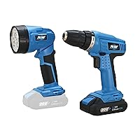 Pulsar 20V Cordless 1.3Ah Lithium-Ion Drill/Driver & Work Light Kit, Featuring A 19+1 Torque Setting Drill, an Adjustable & Freestanding LED Work Light (Kit Includes Battery & Charger), PT25LK