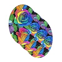 ALAZA Rainbow Color Roses Natural Sponges Kitchen Cellulose Sponge for Dishes Washing Bathroom and Household Cleaning, Non-Scratch & Eco Friendly, 3 Pack