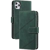 Case for iPhone 13/13 Mini/13 Pro/13 Pro Max, Premium Leather Flip Phone Case Cover with 9 Card Slots Kickstand Magnetic Cover Protective (Color : Green, Size : 13 6.1