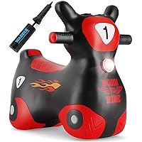 WADDLE Bouncy Hopper Inflatable Hopping Toy Scooter, Indoors and Outdoor Toy for Toddlers and Kids, Boys and Girls Ages 2 Years and Up (Black/Red Zoomer)