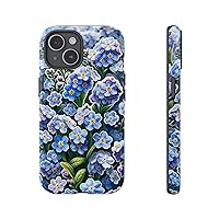 Wildflower Forget Me Not Floral Collage Tough Protective Phone Case, Shockproof Cover for iPhone 15 Pro, 14 Plus and More, Samsung Galaxy and Google Pixel Devices (iPhone 13 Mini (Matte)) White