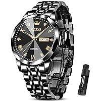 OLEVS Watch Men Luxury Watches for Men （Silver/Gold/Blue/Black）(Diamond/Roman Numeral/Arabic Numeral) Dial Watches Stainless Steel Watch Date Waterproof Dress Casual Reloj
