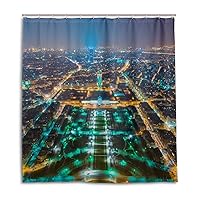 ALAZA Paris Night Cityscape Shower Curtain 72 x 72 Inch Waterproof Polyester Decoration Bathroom Curtain with Hooks