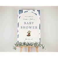 Jacksons Shop Personalized Cowboy Baby Shower Welcome Sign Girl - Cowboy Welcome Sign Poster - Western Theme Baby Shower Sign - Western Baby Shower Decorations