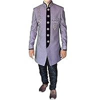 Mens Luxurious Wedding Purple Gray Indo Western Ready to Ship IN347Z