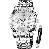 Mens Watches Chronograph Business Dress Quartz Stainless Steel Waterproof Luminous Date Wrist Watch
