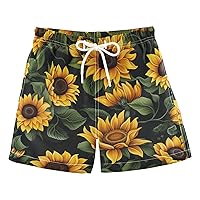 ALAZA Butterflies Sunflowers Watercolor Boys' Board Shorts