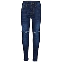Kids Girls Stretchy Jeans Denim Ripped Faded Skinny Fashion Frayed Pant Jeggings