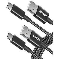 Anker USB C Cable [2-Pack, 6ft] Premium Nylon USB A to Type C Charger Cable, for Samsung Galaxy S10 / S10+ / Note 9, LG V30 and More (USB 2.0, Black)