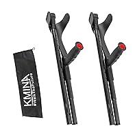 KMINA PRO - Folding Carbon Fiber Crutches (x2 Unit, Open Cuff), Forearm Crutches for Adults, Folding Crutches for Travel, Foldable Crutches Adult, Adjustable Arm Crutches for Walking - Made in Europe