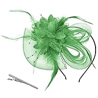 Song Qing Women's Fascinators Tea Party Hat Church Cocktail Derby Hat Wedding Feathers Mesh Headpiece
