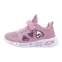 Kids Children Sports Shoes Spring/Summer Colorful Mesh Hollow Out Heart Shaped Pattern Letter Shoes Size 6 for Girls