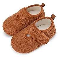 Scurtain Unisex Big Kids Little Kids Slippers Socks Artificial Woolen Slippers with Non-slip Rubber Sole for Big Boys Girls Little Boys Girls