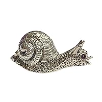 Collectable Victorian Style Snail Pill Snuff Box Figurine with Ruby Stones 925 Sterling Silver