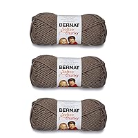 Bernat Softee Chunky Taupe Gray Yarn - 3 Pack of 100g/3.5oz - Acrylic - 6 Super Bulky - 108 Yards - Knitting/Crochet