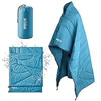 Snuggle Sac Outdoor Puffy Camping Blanket, Packable Water Resistant Warm Down Alternative Stadium Hiking Blanket, Lightweight Compact Camping Quilt Blankets for Travel, Beach, Picnic, 55