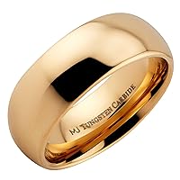 Gold Plated Tungsten Carbide Wedding Band Classic Half Dome. 2mm-10mm Widths Available. Some Rings Feature a Single Cubic Zirconia.