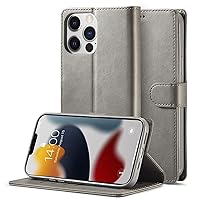 Case for iPhone 13/13 Mini/13 Pro/13 Pro Max, Premium Wallet Case Leather Flip Cover with TPU Inner Shell Comfortable Grip Card Slots Kickstand,Gray,13pro 6.1