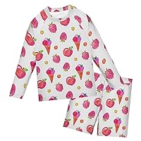 Ice Cream Fruit Boys Rash Guard Sets Two Pieces Bathing Suits Toddler Swimming Suit